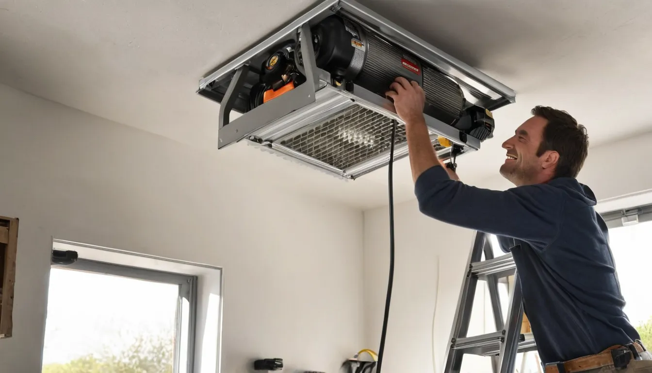 A provider fitting a new garage door opener in a home garage in the Roseville area
